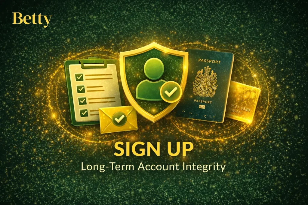 Betty Casino sign up illustration representing secure account registration