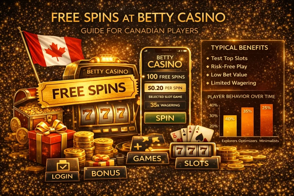 Free spins promotion at Betty Casino for Canadian players with slot games and bonus features
